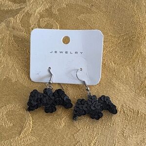 Black Sequin Bat Earrings